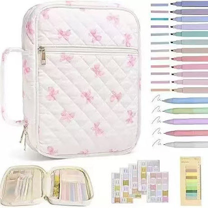 【Your Exclusive Discount】Bible Cover Case for Women Large Bible Bag, Bible Study Supplies Journaling Kit Quilted Church Bag with Handle, Puffer Carrying Case w/Tabs Accessories Easter Mothers Day Christian Gifts for Women Mom