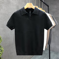 Men V‑Neck Collared Knit Short Sleeve Polo Shirt